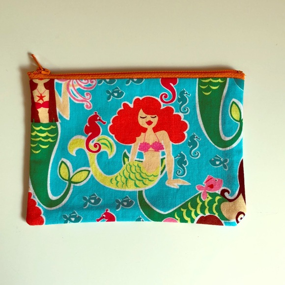 Joanna By Design Handbags - Handmade Mermaid Print Fabric Zip Pouch